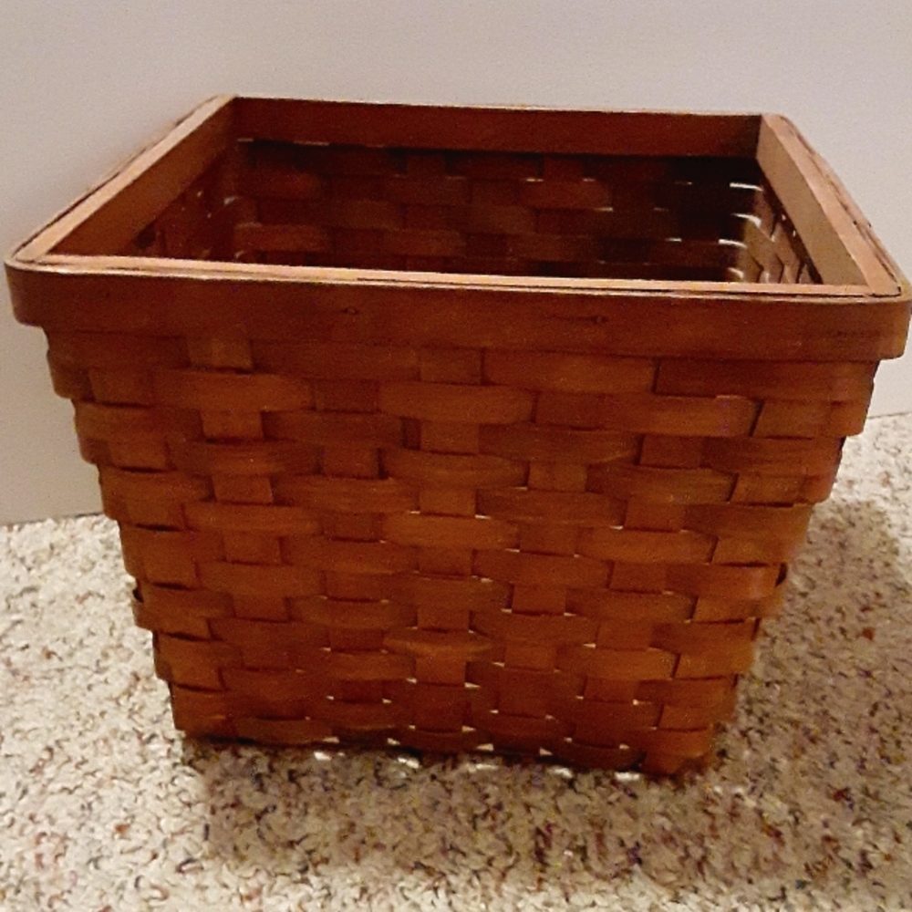 Wood woven basket. 10"x10", and 9" deep.